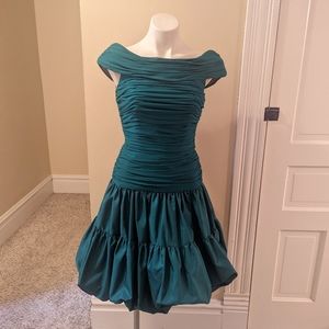 Vintage Lili Diamond California teal green bubble skirt dress size 4